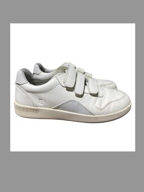 Everlane Women's 7.5 The Leather Court Sneaker Hook and Loop Closure Offwhite